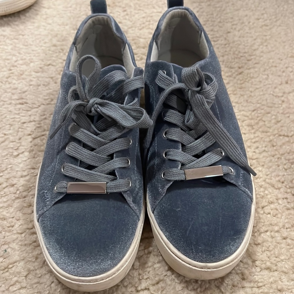 Aldo Blue Velvet Sneakers with silver hardware size 8 women's